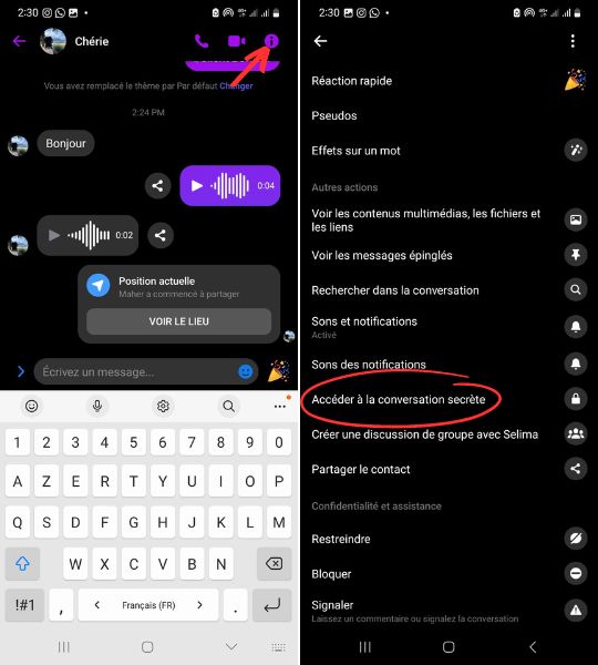 Conversation secrète sur Facebook Messenger