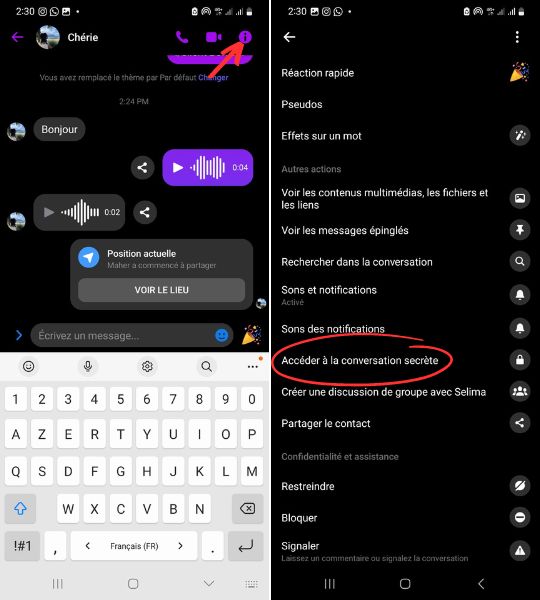Conversation secrète sur Facebook Messenger 